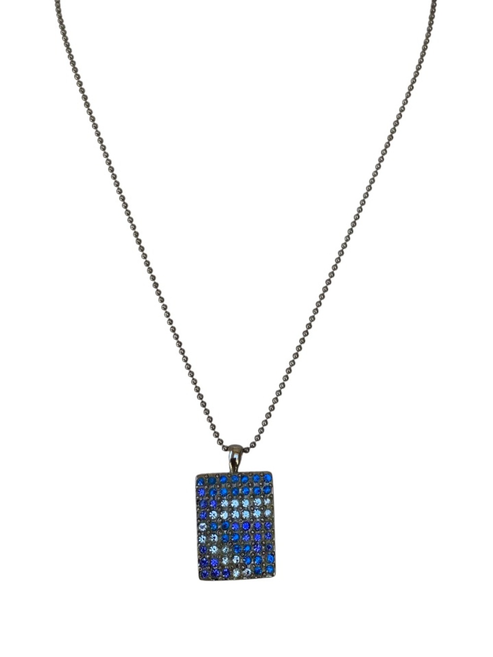 GUESS Blue Gradient Crystal Square Pendant Necklace - Picture 2 of 6
